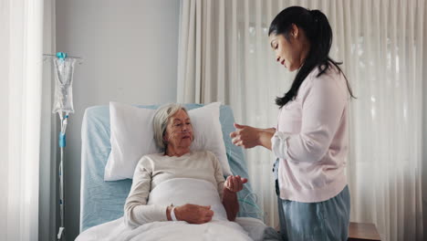 Woman,-nurse-and-patient-with-medication