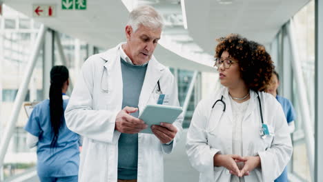 Discussion,-healthcare-and-doctors-with-a-tablet