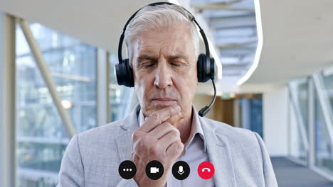 Customer-service,-face-or-senior-man-on-video-call