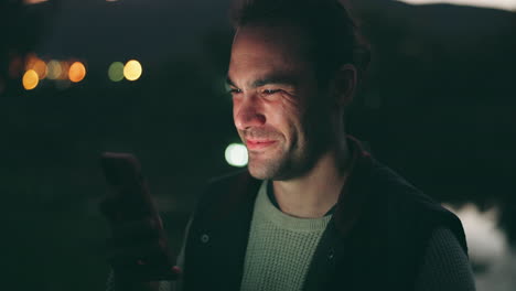 Night,-funny-and-man-with-a-smartphone