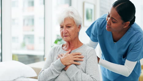 Cough,-sick-and-nurse-with-a-senior-woman