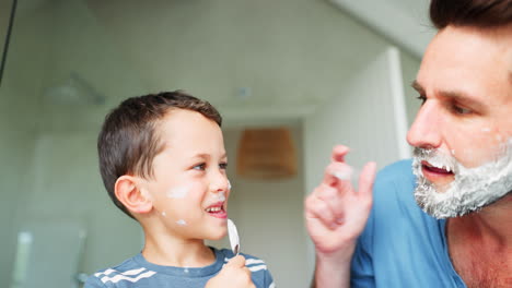 Laughing,-shaving-and-a-father-teaching-his-son