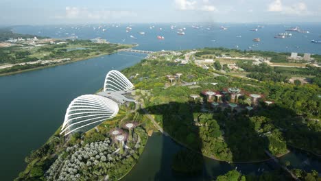 Singapore-10-june-2022-aerial-shot-of-gardens-by-the-bay-on-a-sunny-day-,
