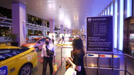 Singapore-1-june-2022-citycab-car-at-night-marina-bay-taxi-stand