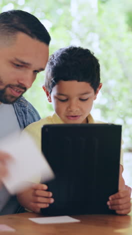 Education,-tablet-and-father-with-boy-child