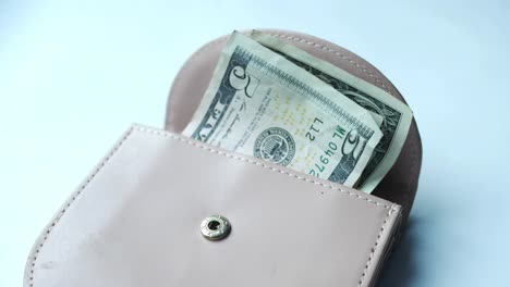 Us-dollar-cash-in-leather-on-pink-background