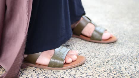 Close-up-of-girls-feet-wearing-sandal-indoor