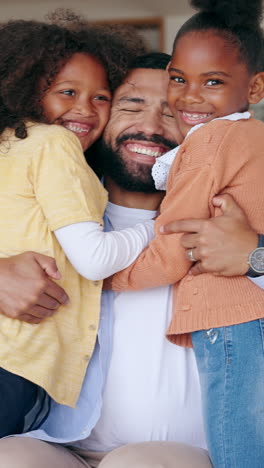 Love,-face-or-father-with-children-to-hug-in-home