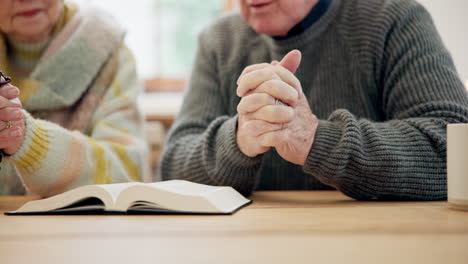 Hände,-älteres-Paar-Und-Bibel-Zum-Beten