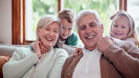 Smile,-love-and-children-hugging-grandparents