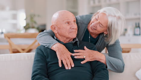 Face,-hug-and-home-with-old-couple