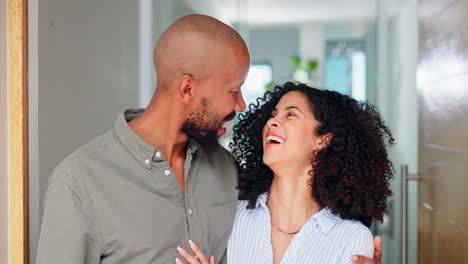 Face,-smile-and-love-with-a-black-couple-laughing