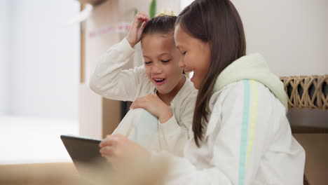 Tablet,-games-and-kids-in-home-with-learning