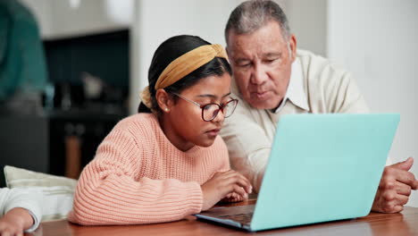 Grandparent,-talking-or-child-by-laptop