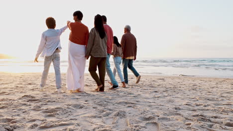 Back,-family-holding-hands-at-beach-and-sunset