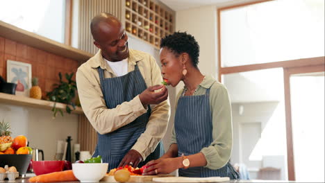 Küche,-Kochen-Und-Schwarzes-Paar-Mit-Liebe