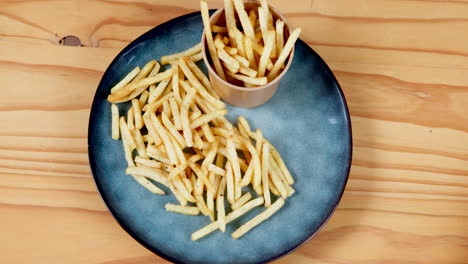 Fast-food,-french-fries-and-plate-with-dip