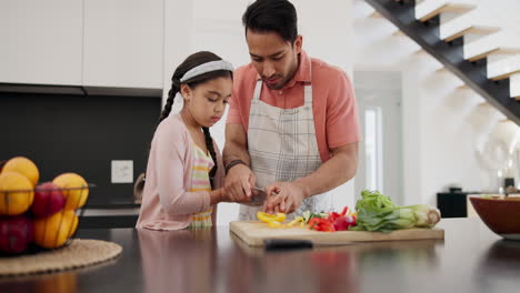 Cooking,-help-and-father-and-daughter-in-a-kitchen