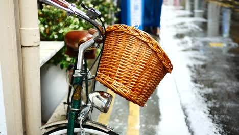 Close-up-of-row-of-bicycles-selective-focus