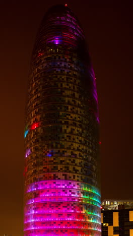 Torre-Agbar-En-Barcelona,-España-En-Vertical.