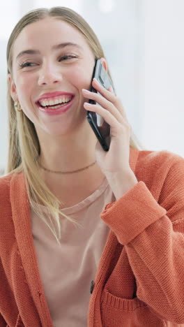Phone-call,-happiness-and-woman-in-business