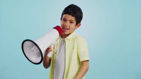 Communication,-face-or-child-with-megaphone