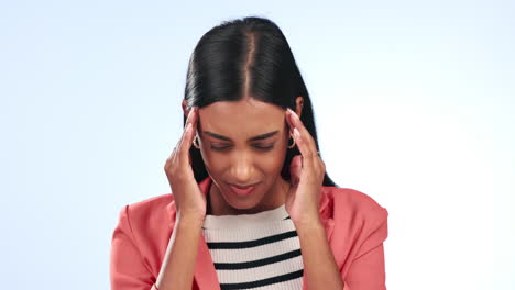 Woman,-migraine-and-anxiety-with-stress