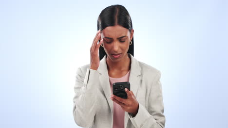 Geschäft,-Stress-Und-Frau-Mit-Einem-Smartphone