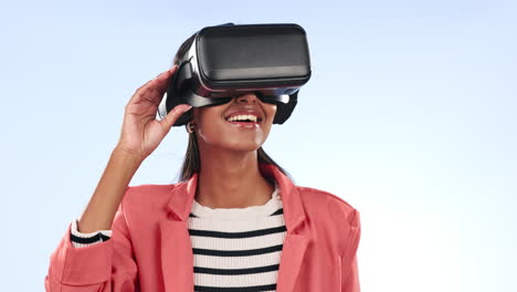 Woman,-virtual-reality-and-futuristic-glasses