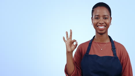 Business-owner,-waitress-and-woman-pointing-to