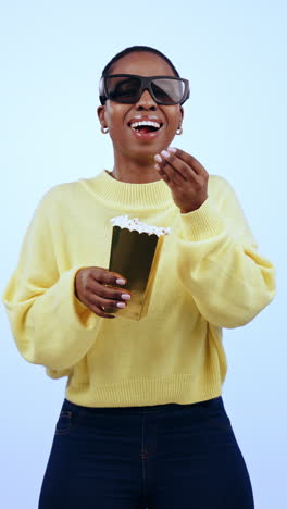 3D,-glasses-and-black-woman-with-popcorn