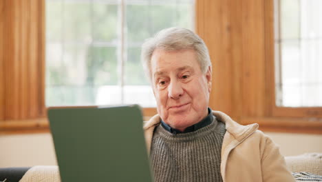Home,-video-call-and-elderly-man-with-a-tablet