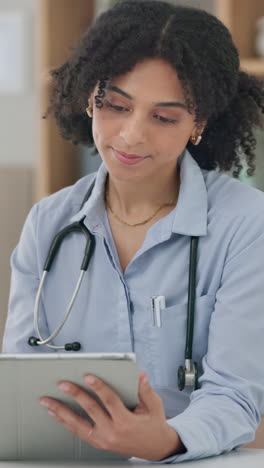 Doctor,-woman-and-face-with-tablet-in-clinic