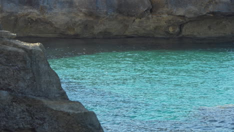 Klares-Türkisfarbenes-Meerwasser-In-Einer-Bucht-Oder-Cala-Creek-Auf-Der-Insel-Menorca
