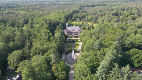 Jib-down-of-beautiful-mansion-in-the-middle-of-forest