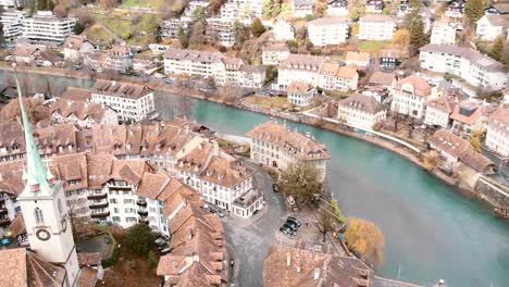 The-Old-City,-Altstadt,-by-the-Aare-River,-Bern,-Switzerland