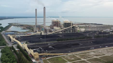 Malaysia-ultra-supercritical-coal-fired-power-plant-by-Tenaga-Nasional-Berhad-TNB-located-at-artificial-island,-manjung,-coast-of-Perak,-primarily-used-as-fuel-to-generate-electric-power