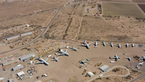 4K-aerial-of-Pinal-County-Airpark-airport-by-Tucson,-Arizona,-USA