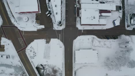 Small-American-country-street-winter-top-down-view
