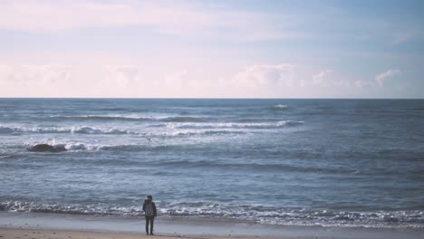 Man-walks-alone-along-the-beach