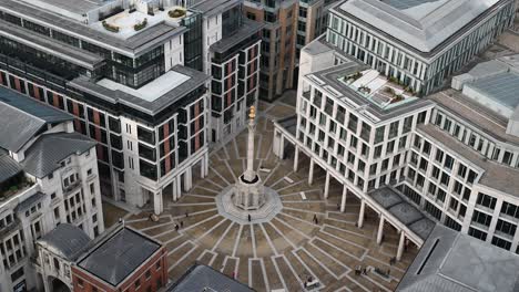Look-down-towards-the-Paternoster-Square-Column-from-St-Pauls-Cathedral,-London,-United-Kingdom