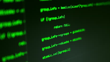 Close-up-shot-of-hacker-computer-code-on-screen