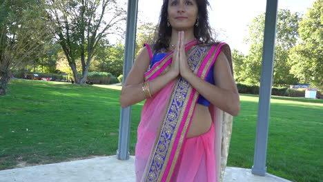 Meditating-Woman-Folded-Hands-In-Namaste,-Yoga-Gratitude-Pose