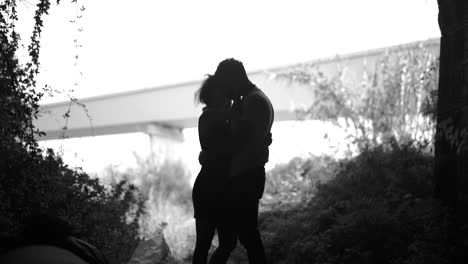Couple-Kissing-in-Silhouette-In-Slow-Motion
