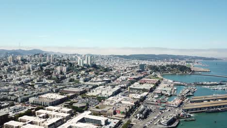 Aerial-forward-over-San-Francisco-coast,-California