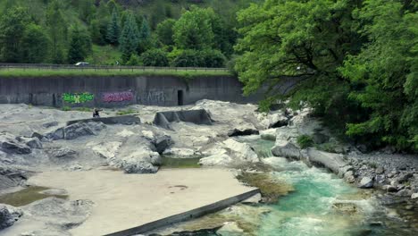 Amazing-Serio-river-with-its-crystalline-green-waters,-Bergamo,-Seriana-valley,Italy
