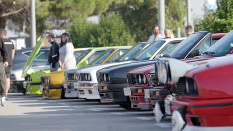 BMW-e30-owners-gathered-with-parked-classic-car-collection-in-Barcelona-car-show-fan-meeting