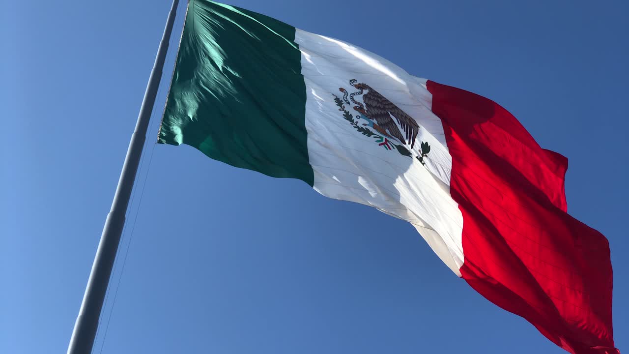 Premium Stock Video Slow Motion Clip Of Mexican Flag Waving Rippling With The Wind While On 6789