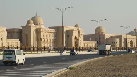 Scenery-Of-National-University-Facade-Along-The-City-Road-In-Al-Qasimia-University,-Sharjah,-United-Arab-Emirates