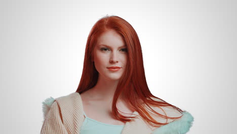Beautiful-red-haired-girl-on-a-white-background,-easy-to-cut